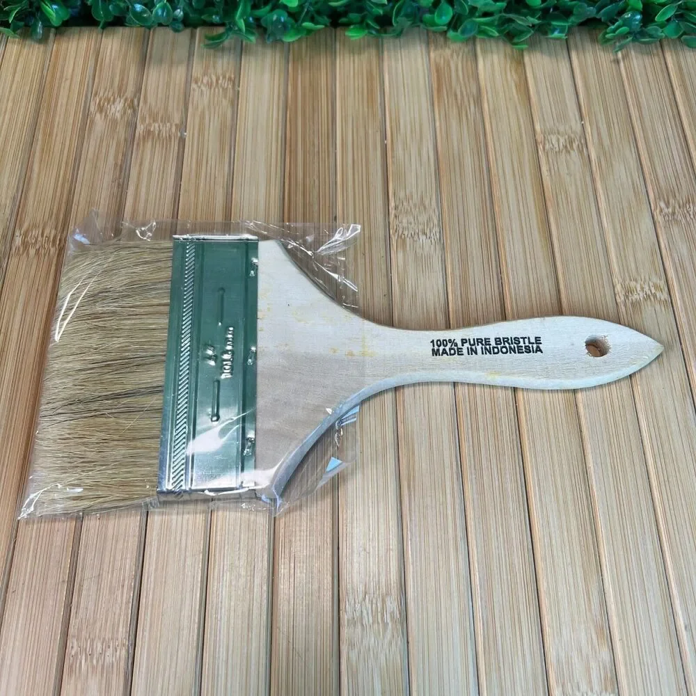 Box of 12 New 4 Inch Chip Paint Brush Light Brown 100% Pure Bristle Pro Grade
